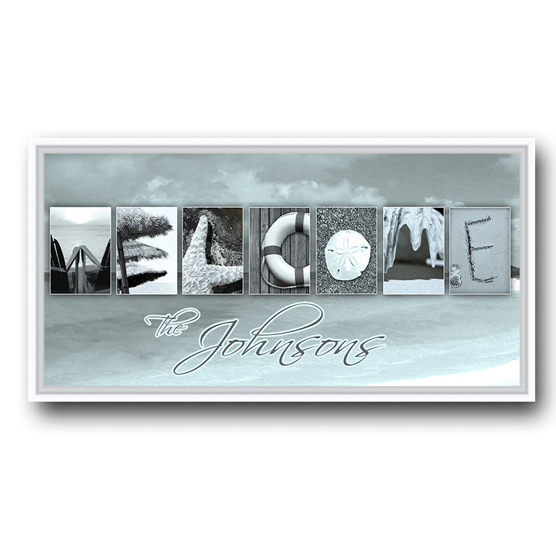 Welcome Beach Personalized Framed Canvas
