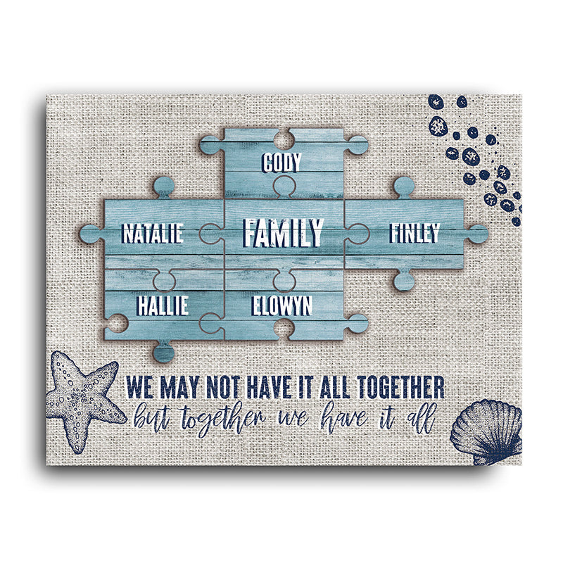 Seaside Puzzle Personalized Stretched Canvas - Small