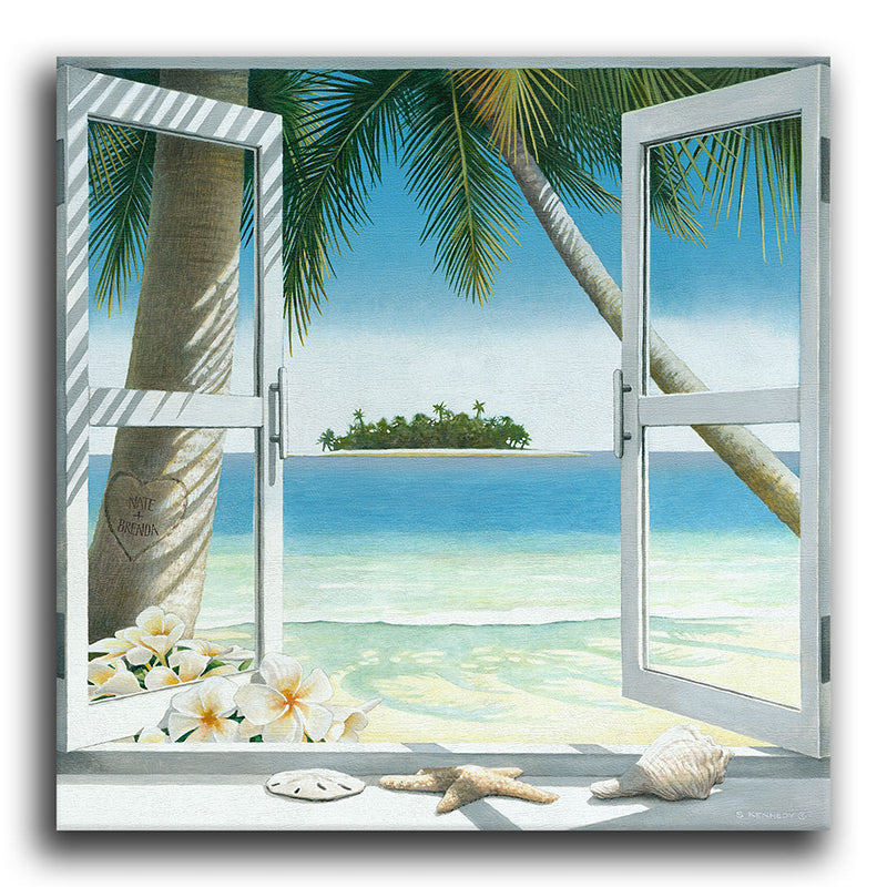Island Romance Personalized Stretched Canvas Art - Small