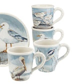 Seaside Birds Ceramic Mugs - Set of 4
