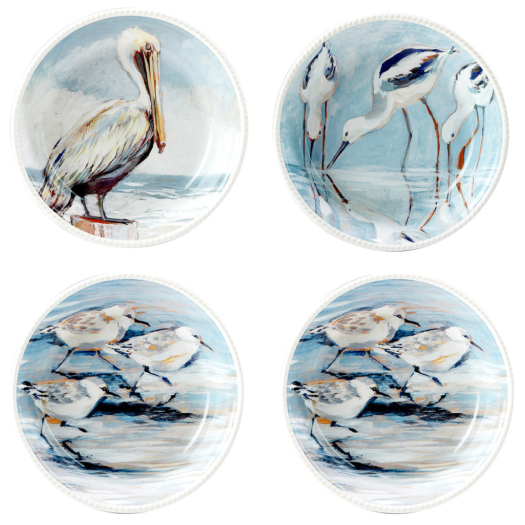 Seaside Birds Ceramic Soup Bowls - Set of 4