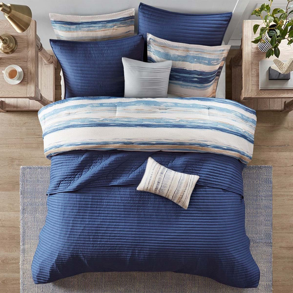 Seaside Dreams Blue 8 Piece Comforter Set - King/Cal King- SALE