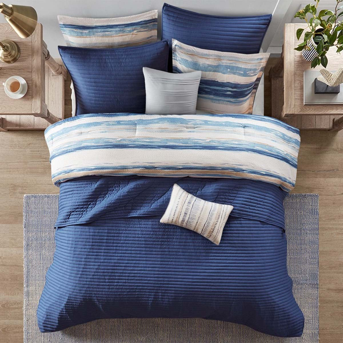 Seaside Dreams Blue 8 Piece Comforter Set - King/Cal King- SALE