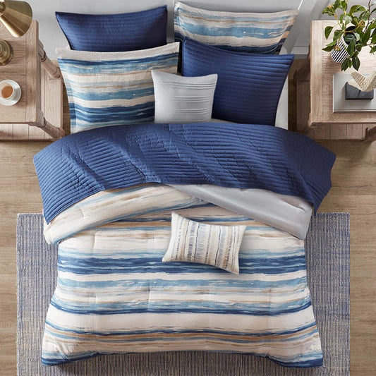 Seaside Dreams Blue 8 Piece Comforter Set - King/Cal King- SALE
