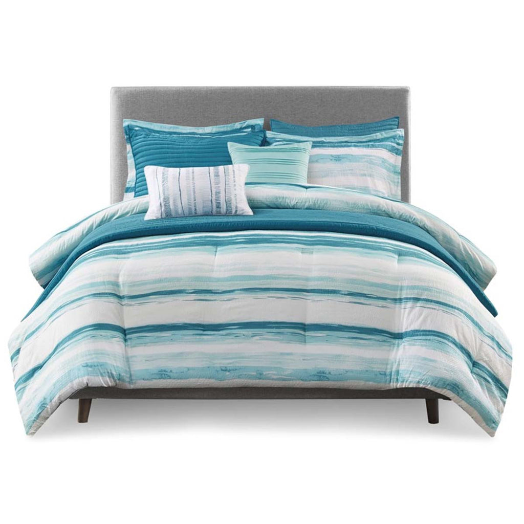 Seaside Dreams Aqua 8 Piece Comforter Set - King/Cal King