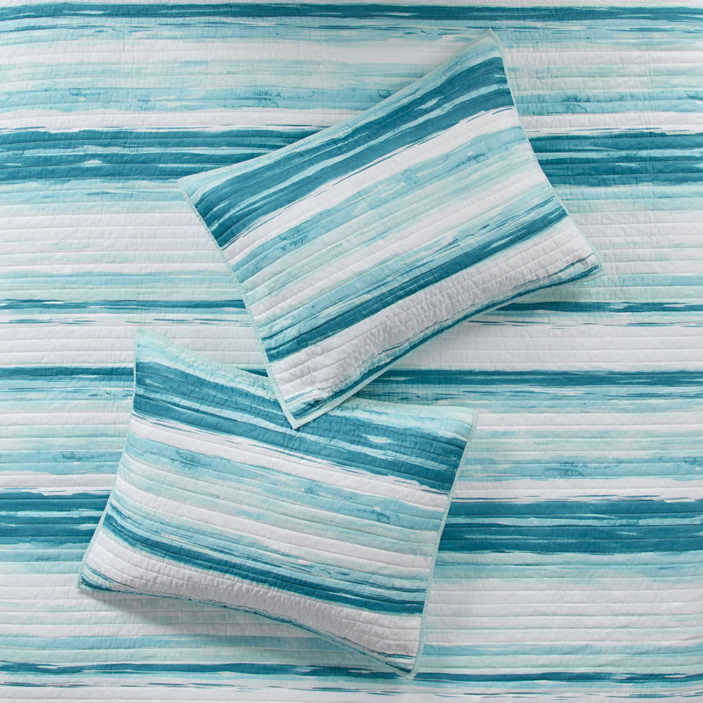 Blue Tide 6 Piece Quilt Bed Set - Full/Queen