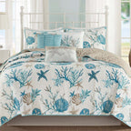 Coralscape Seashell Quilt Set - Full/Queen