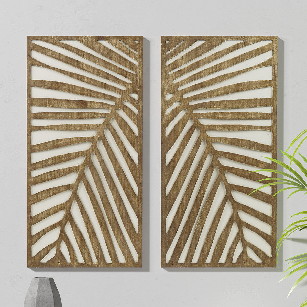 Palm Breeze Wood Wall Art - Set of 2