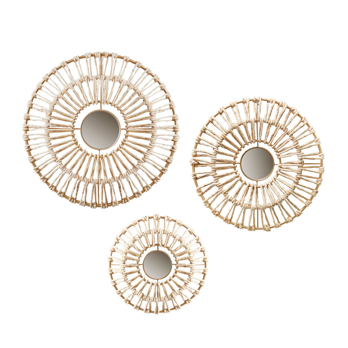 Polynesia Natural Fiber Mirrors - Set of 3