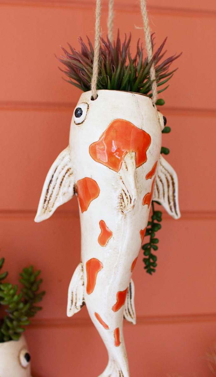 Koi Meets World Hanging Planter