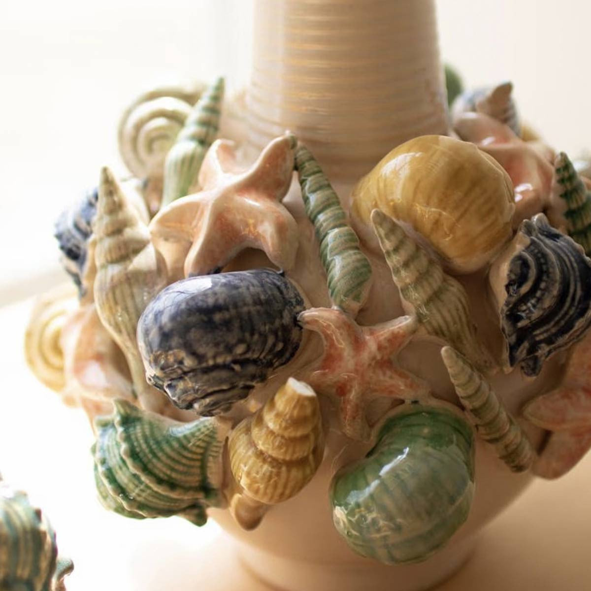 Multicolor Shells Ceramic Vase