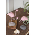 Flamingo Clay & River Rock Sculptures - Set of 2