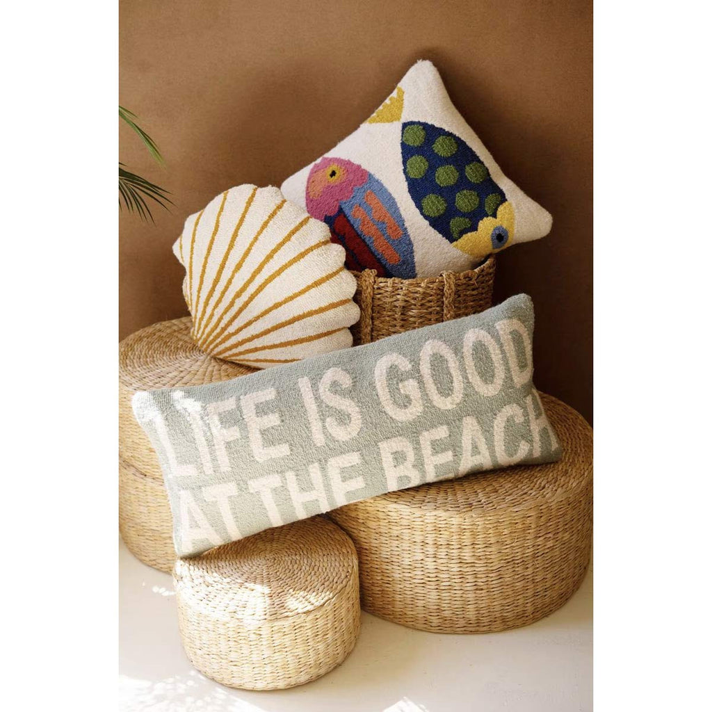 Sea Scallop Hooked Wool Pillow