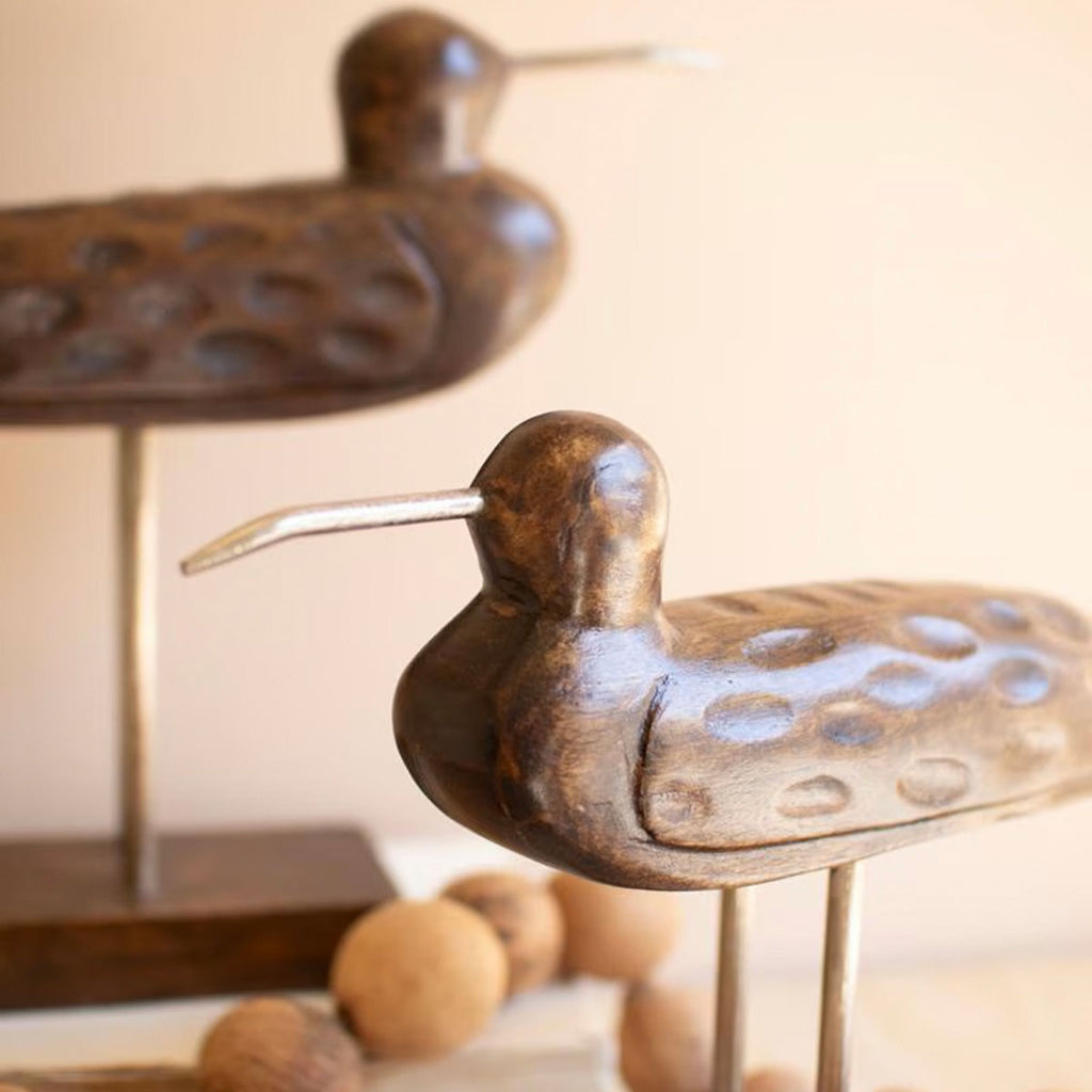 Pitcairn Wooden Shorebird Sculptures - Set of 2 - OUT OF STOCK UNTIL 07/21/2026