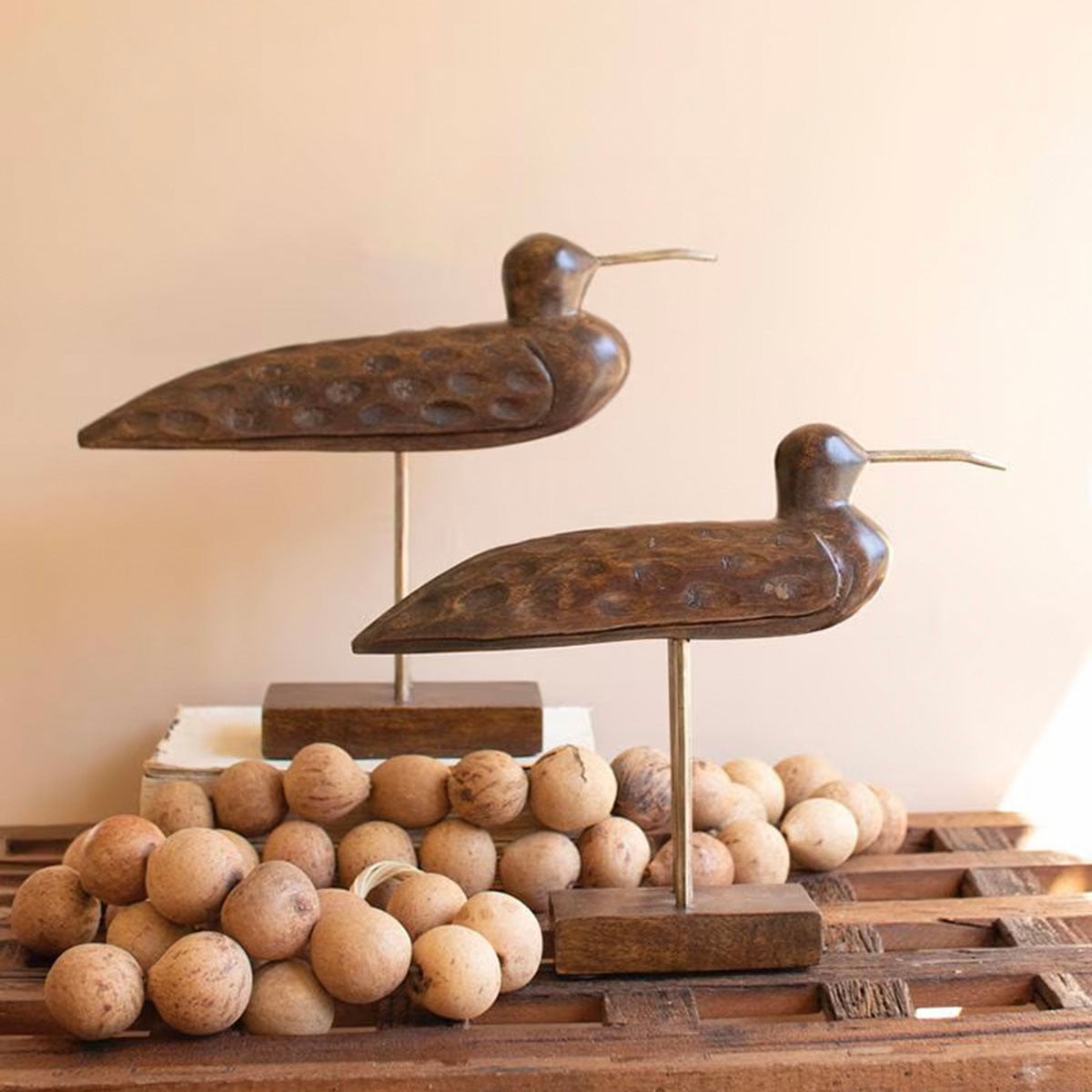 Pitcairn Wooden Shorebird Sculptures - Set of 2 - OUT OF STOCK UNTIL 07/21/2026