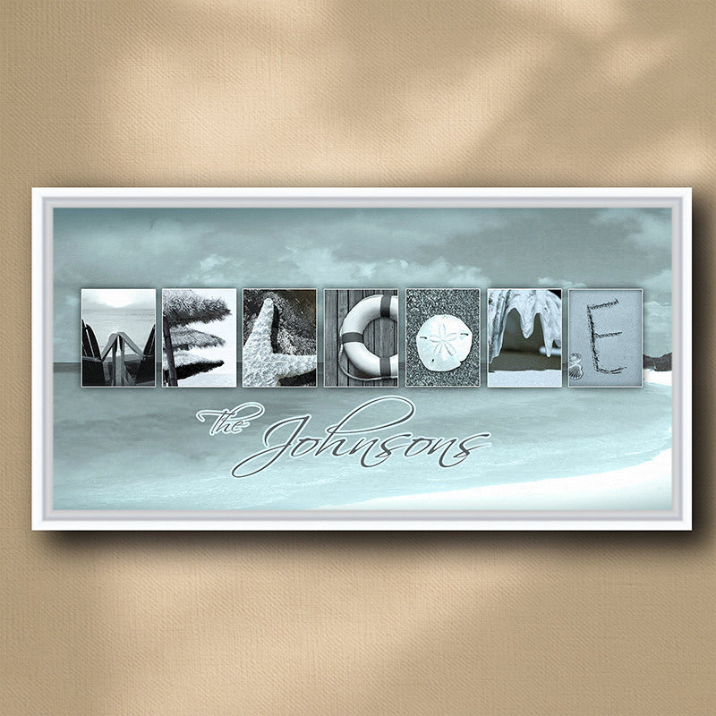 Welcome Beach Personalized Framed Canvas