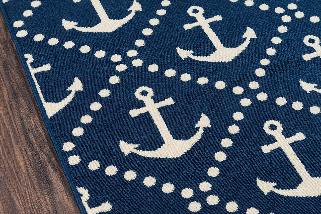 Anchors Away Navy Indoor/Outdoor Rug - 2 x 4