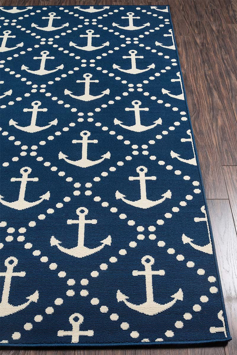 Anchors Away Navy Indoor/Outdoor Rug - 2 x 5
