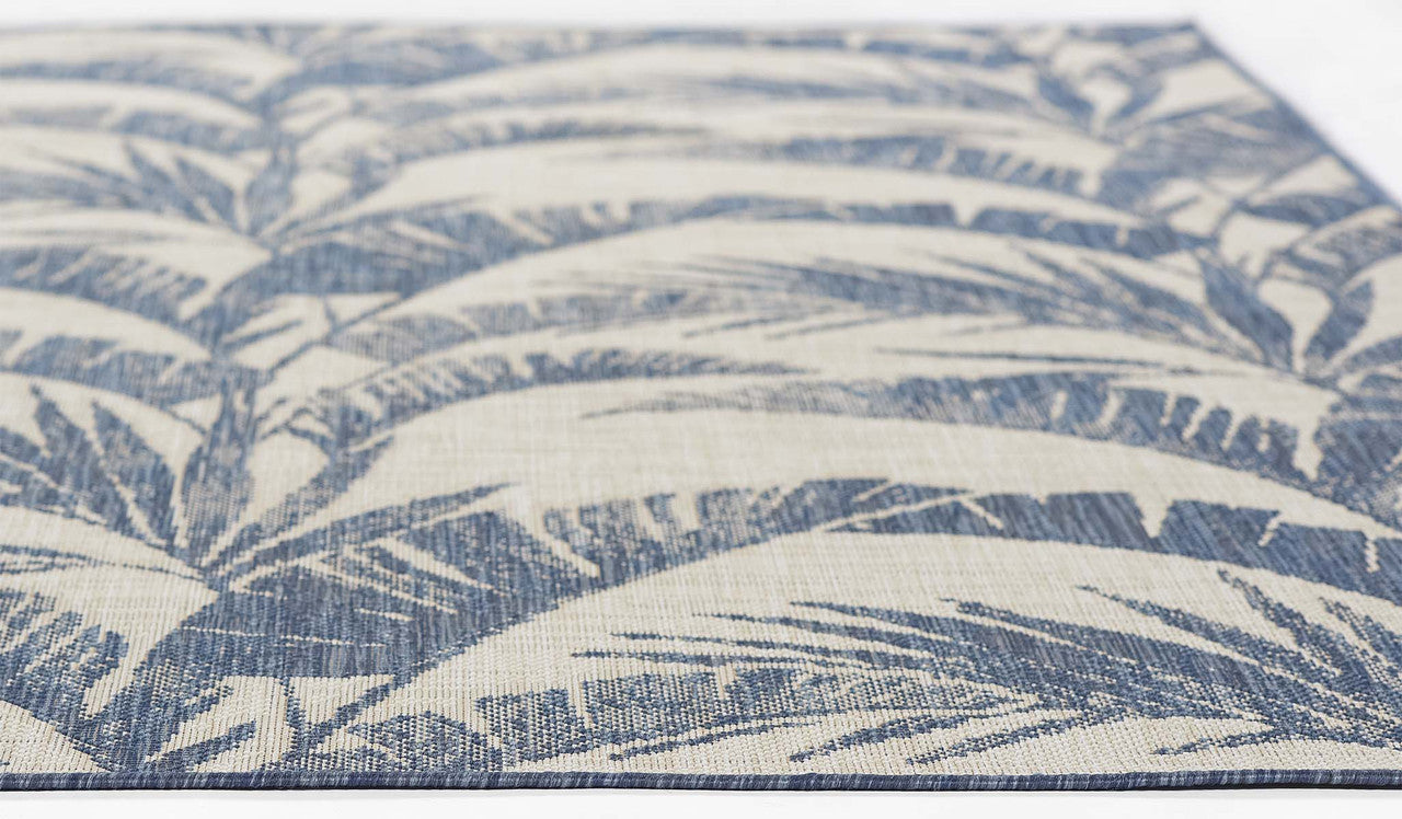 Blue Summer Palm Indoor/Outdoor Rug - 9 x 13