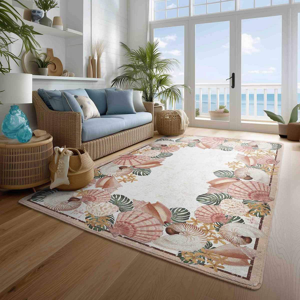 Seashell Frame Rug - 8 x 11