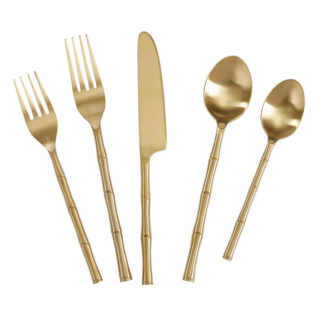 Golden Bamboo Five Piece Flatware Set