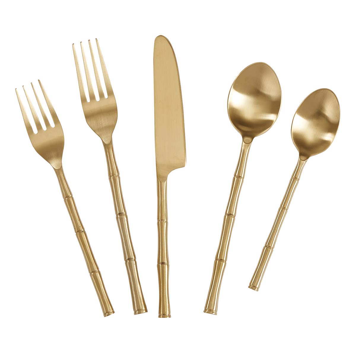 Golden Bamboo Five Piece Flatware Set