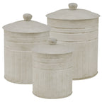 Retro Cream Metal Canisters - Set of 3