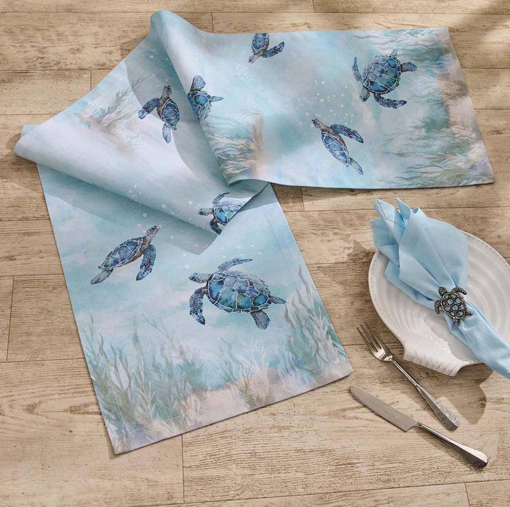 Sea Turtle Escape Table Runner - 72 Inches