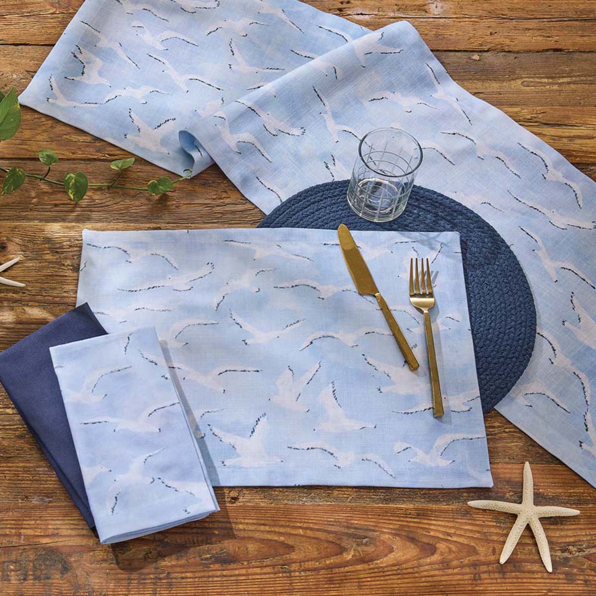 Gliding Seagulls Table Runner - 72 Inch