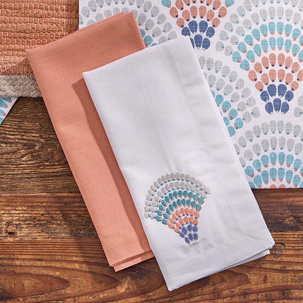 Ocean's Palette Embroidered Napkins - Set of 4