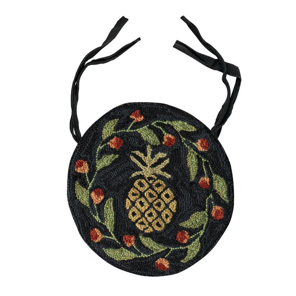 Floral Pineapple Hooked Chair Pad