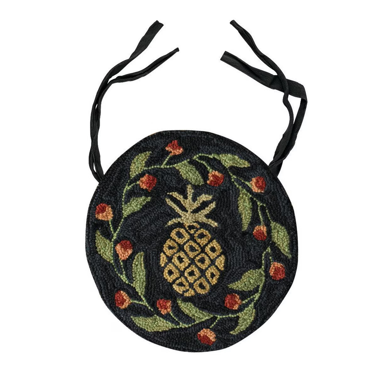 Floral Pineapple Hooked Chair Pad