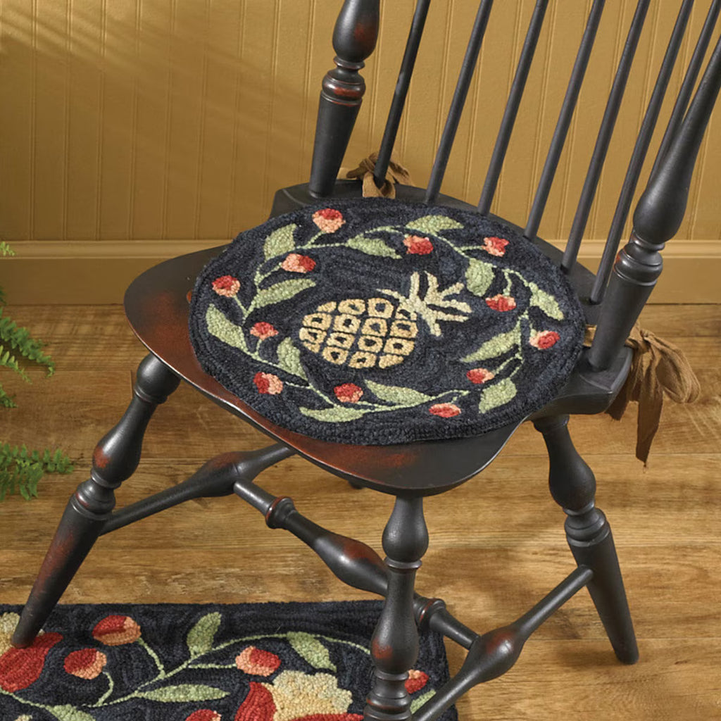 Floral Pineapple Hooked Chair Pad