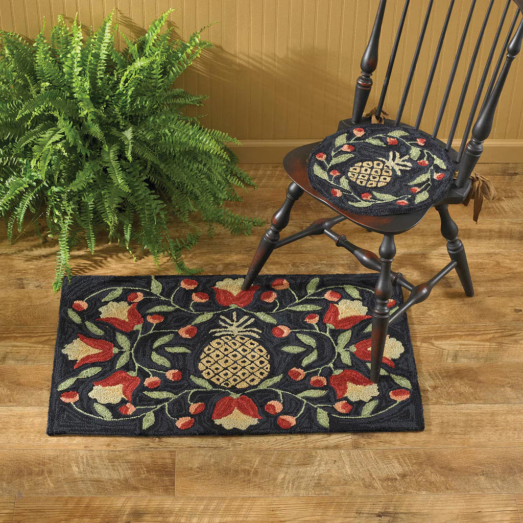 Floral Pineapple Hooked Chair Pad