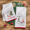 Santa's Bike Dishtowels - Set of 4