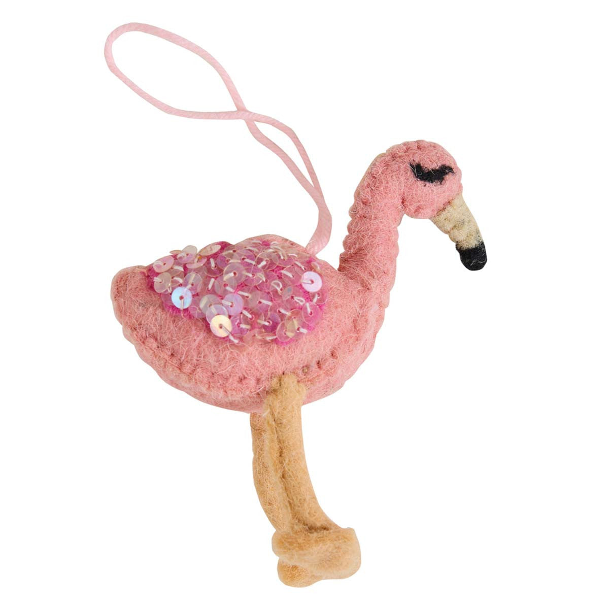 Felt Flamingo Ornaments - Set of 4