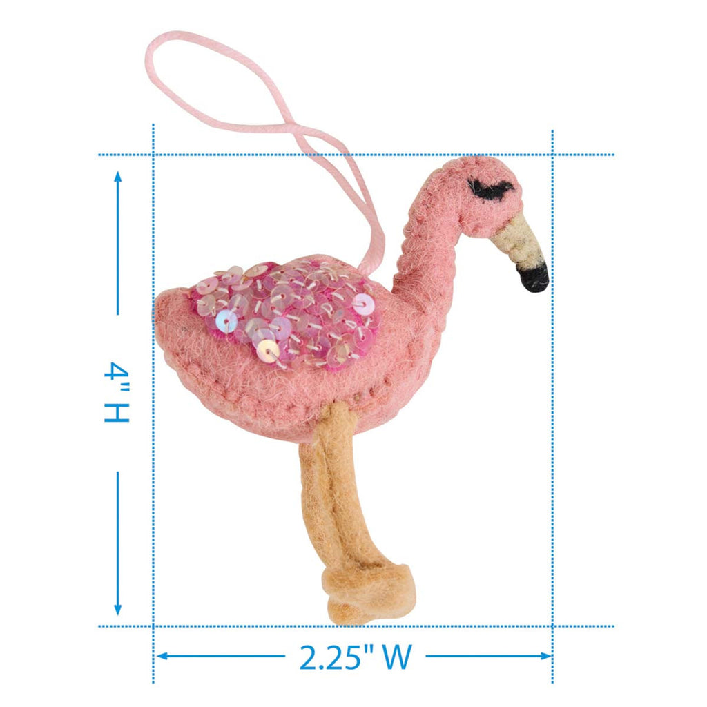 Felt Flamingo Ornaments - Set of 4