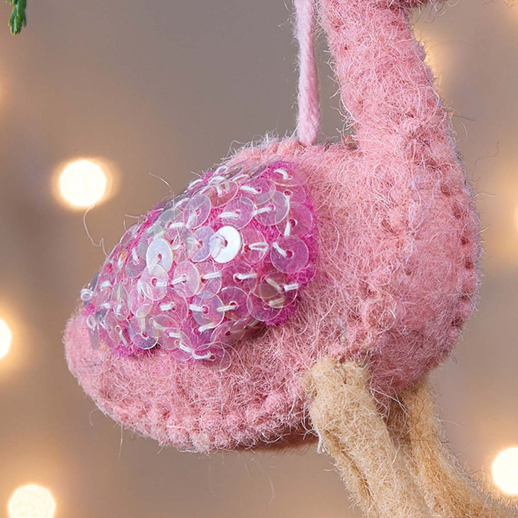 Felt Flamingo Ornaments - Set of 4