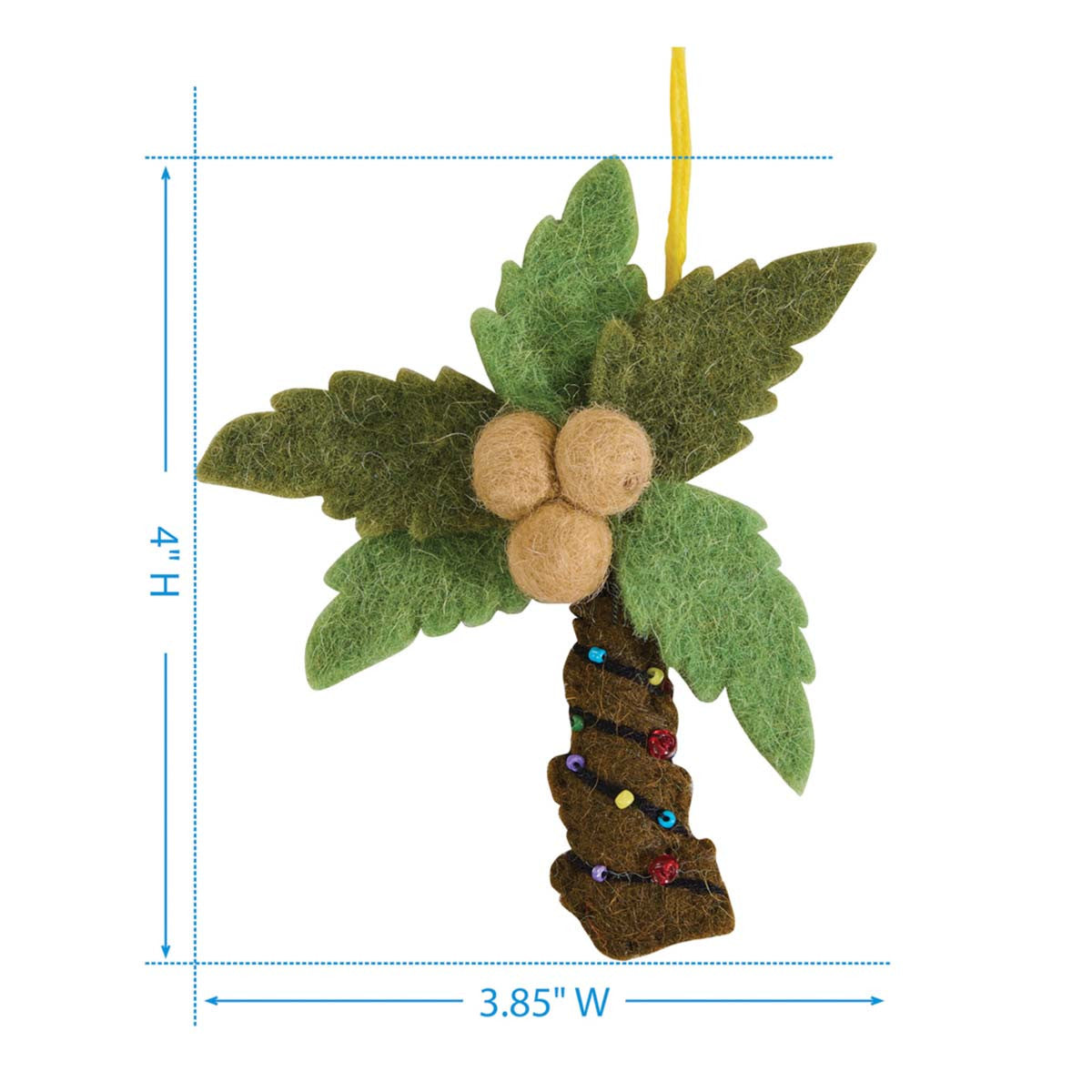 Tropical Palms Felt Ornaments - Set of 4