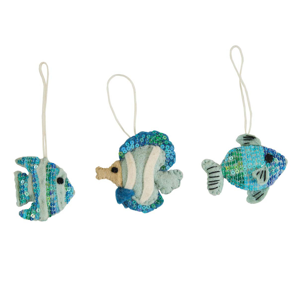 Ocean Fish Felt Ornaments - Set of 3