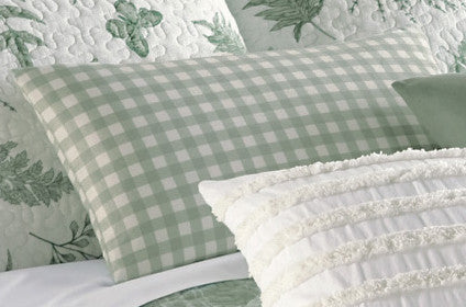 Botanical Bliss Checked Pillow Cover
