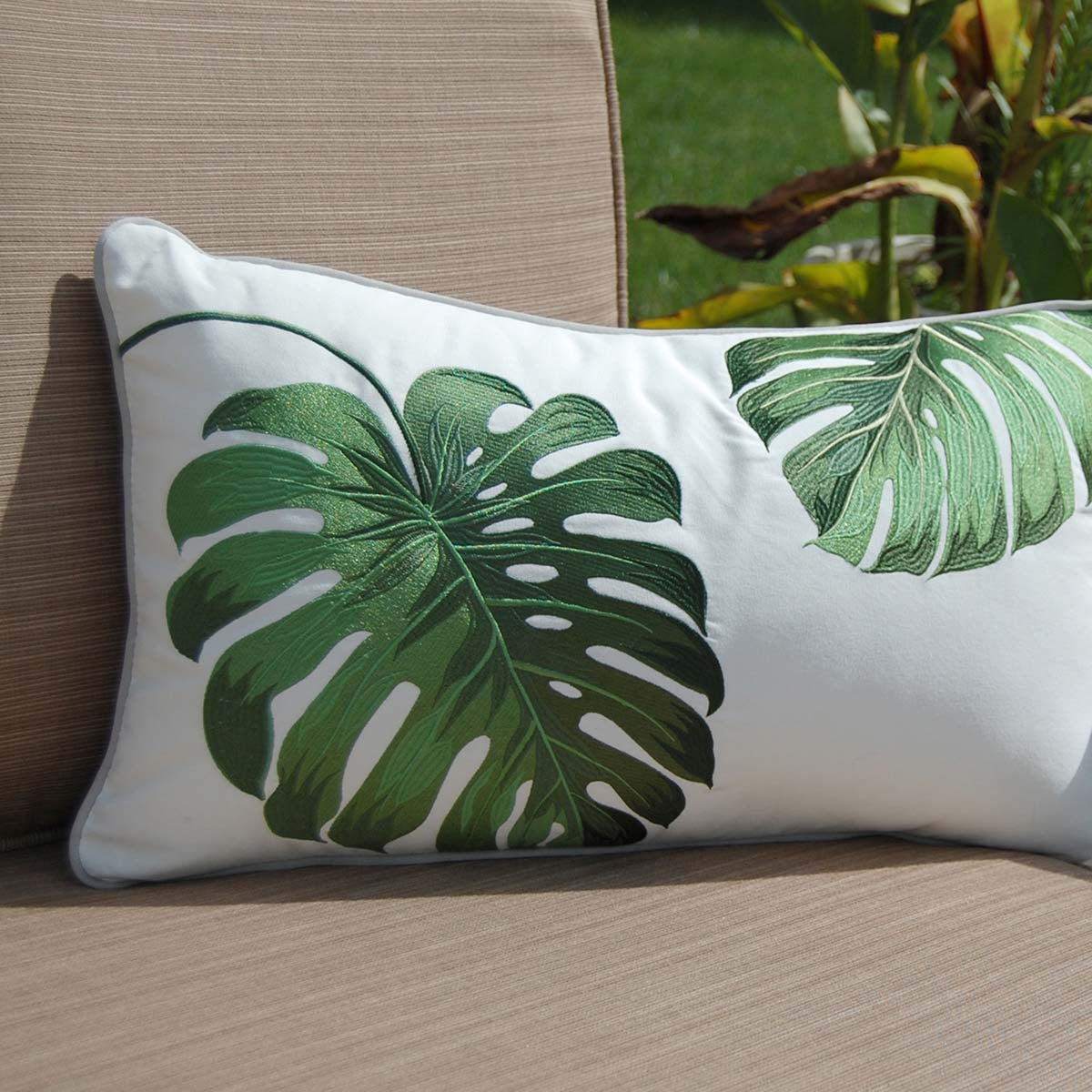 Emerald Monstera Rectangular Indoor/Outdoor Pillow