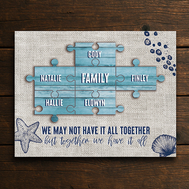 Seaside Puzzle Personalized Stretched Canvas - Small
