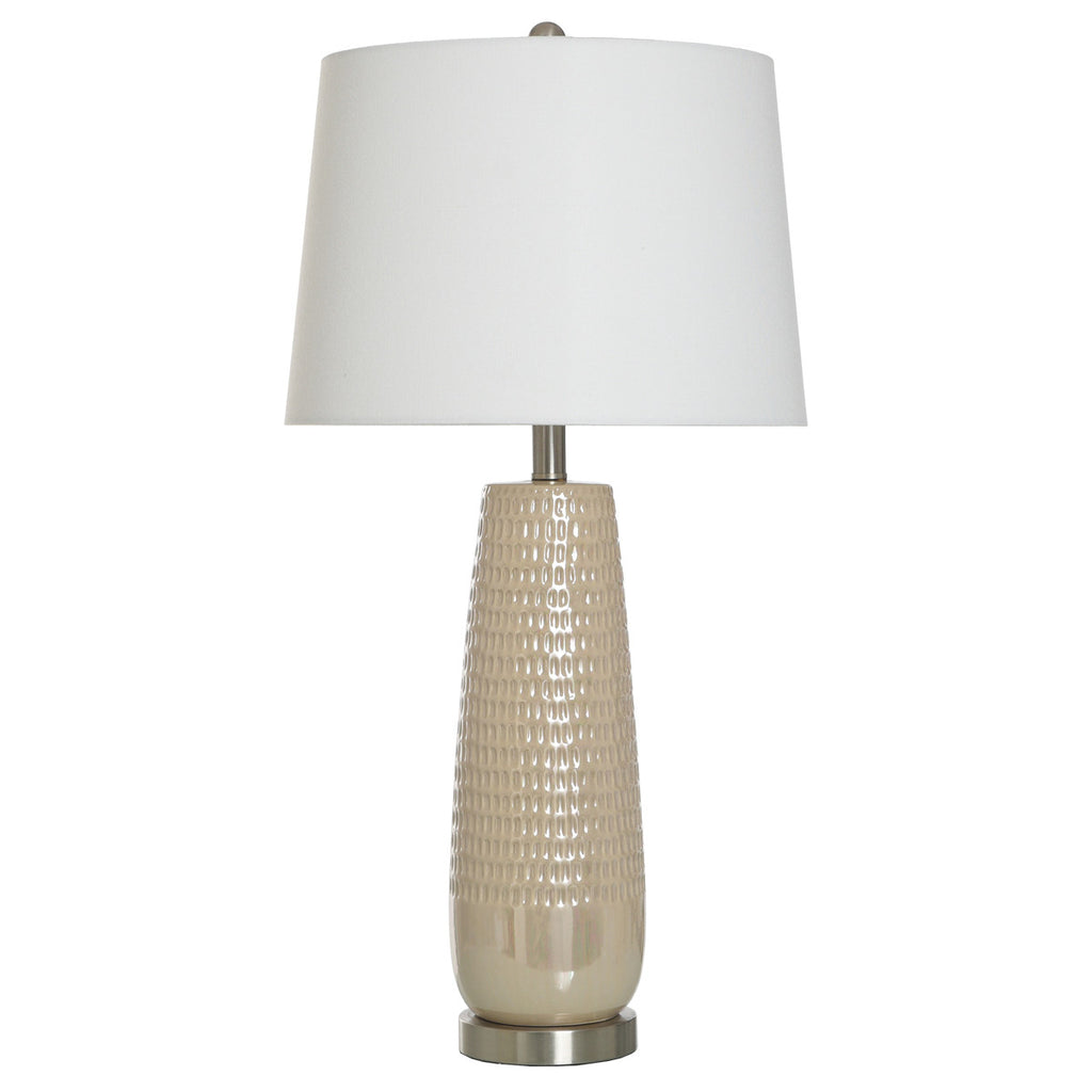 Gloss Dimple Ceramic Table Lamp - Cream