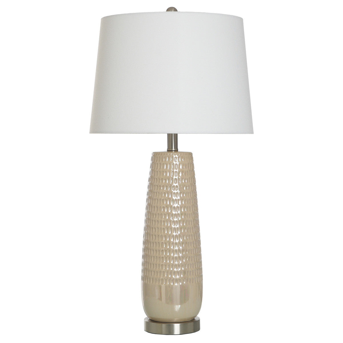 Gloss Dimple Ceramic Table Lamp - Cream