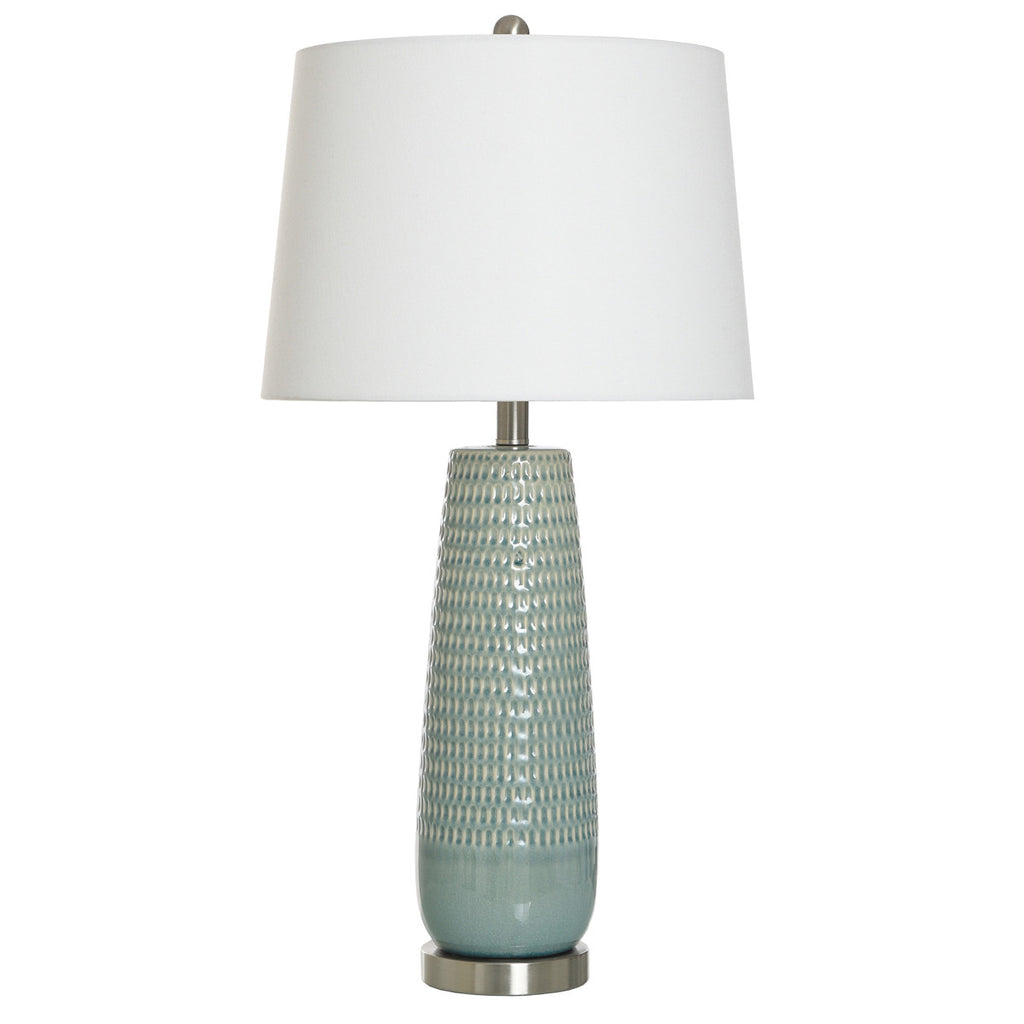 Gloss Dimple Ceramic Table Lamp - Sage
