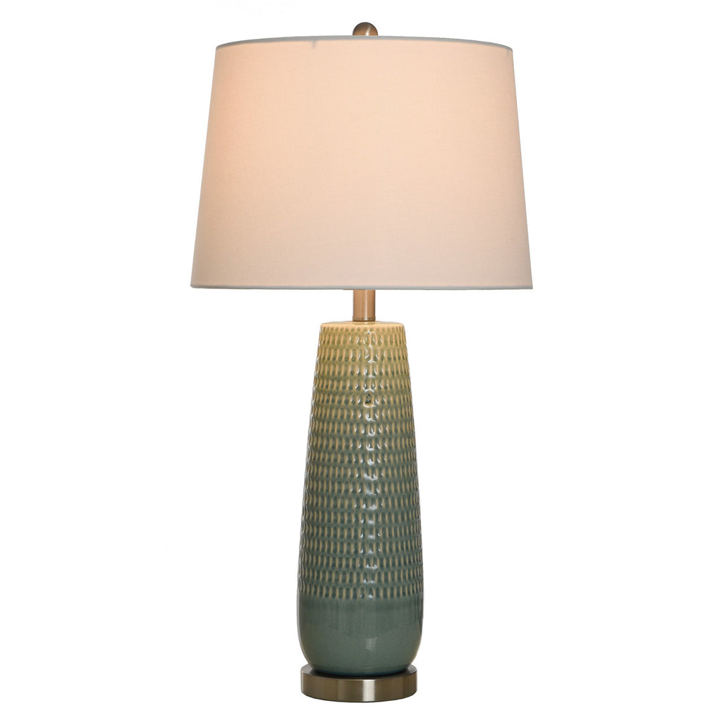Gloss Dimple Ceramic Table Lamp - Sage