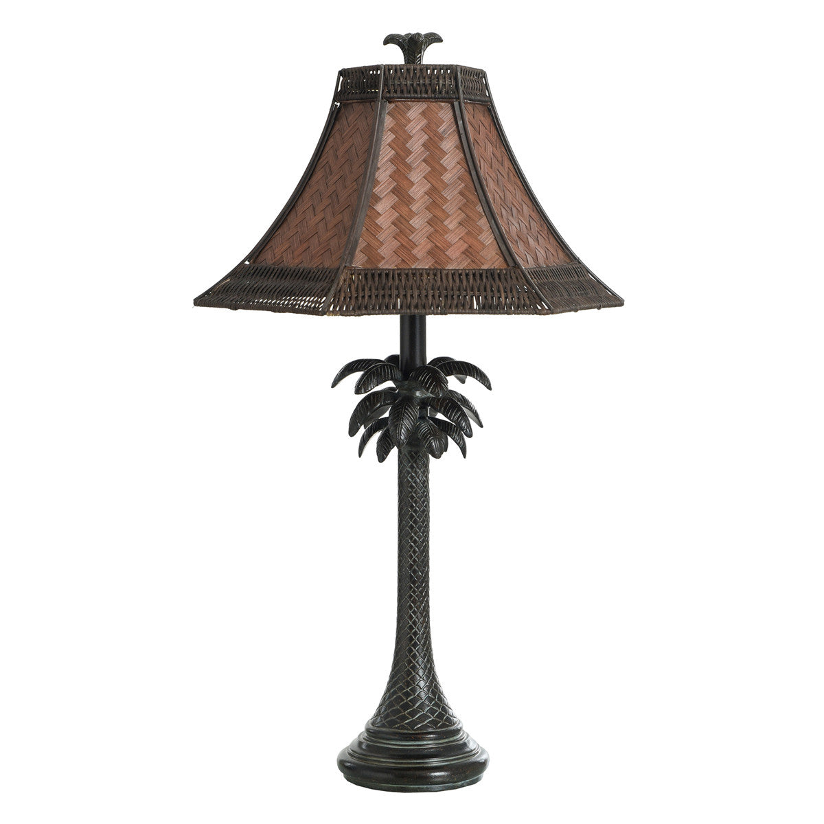 Palm Tree Table Lamp with Rattan Shade