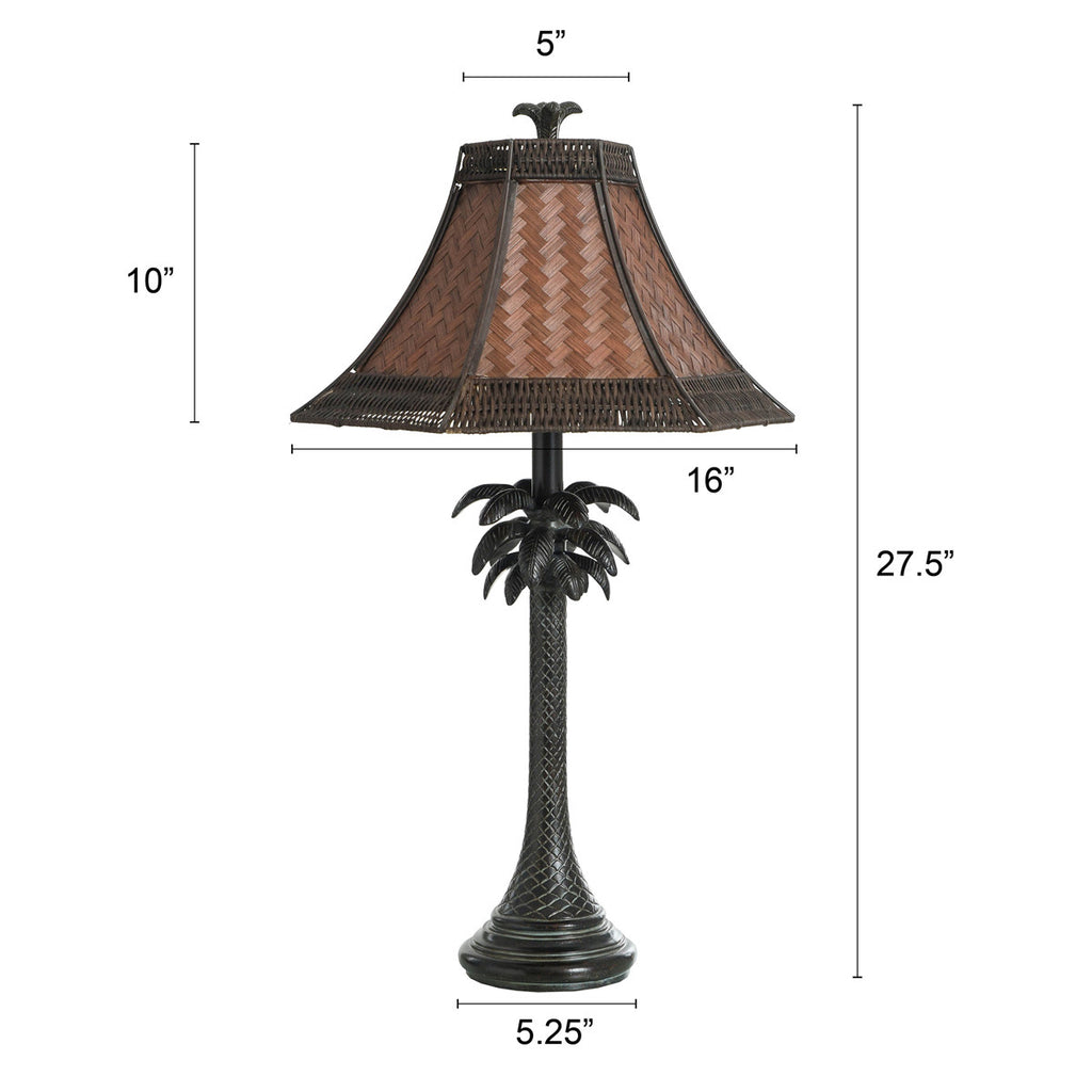 Palm Tree Table Lamp with Rattan Shade