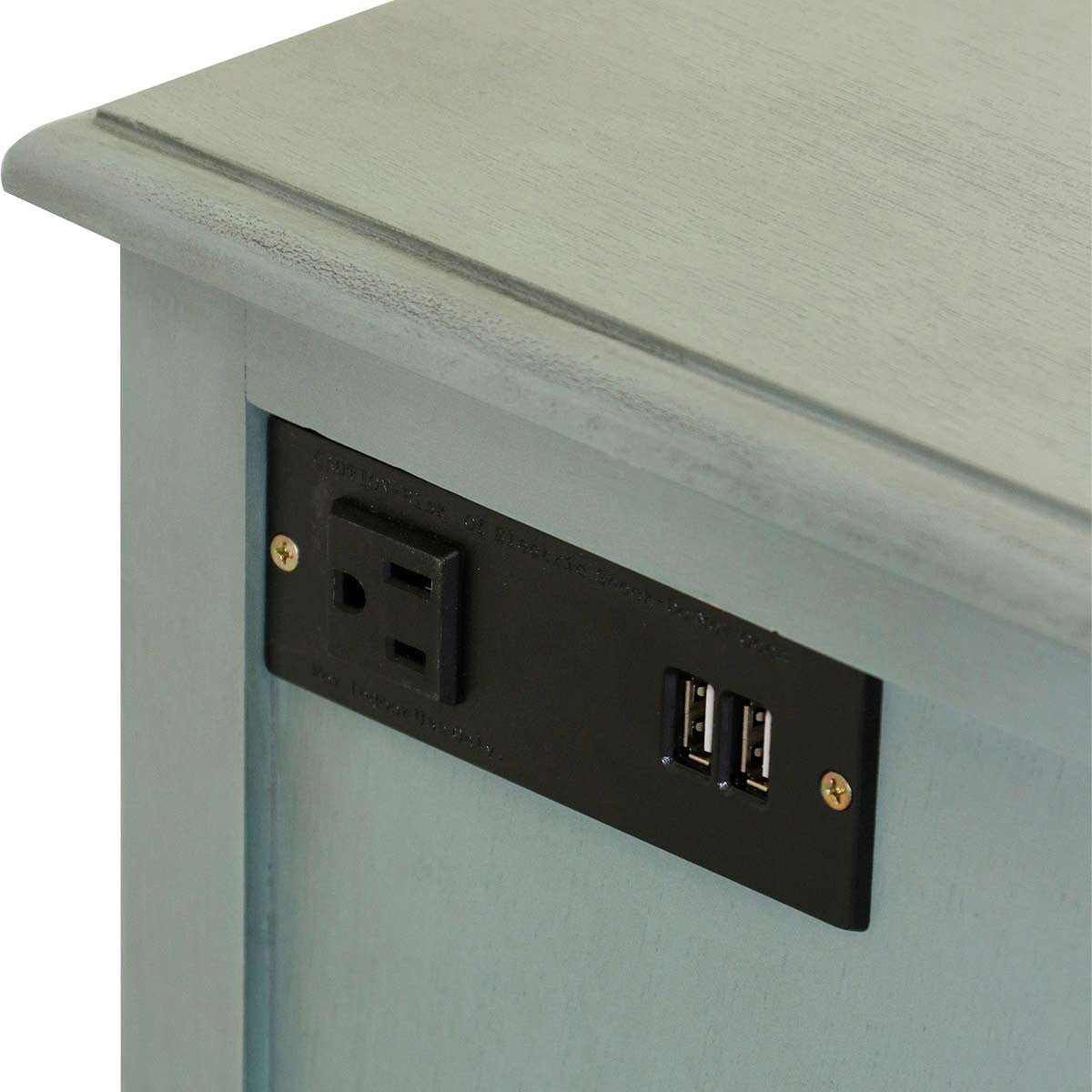 Bangor Seafoam Side Table with Cabinet and Power Outlet/USB Ports - OUT OF STOCK UNTIL 09/30/2026